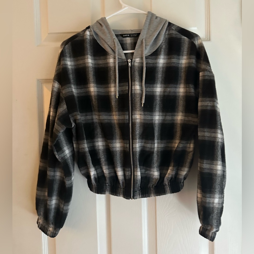 Plaid Zip-Up Hoodie Jacket